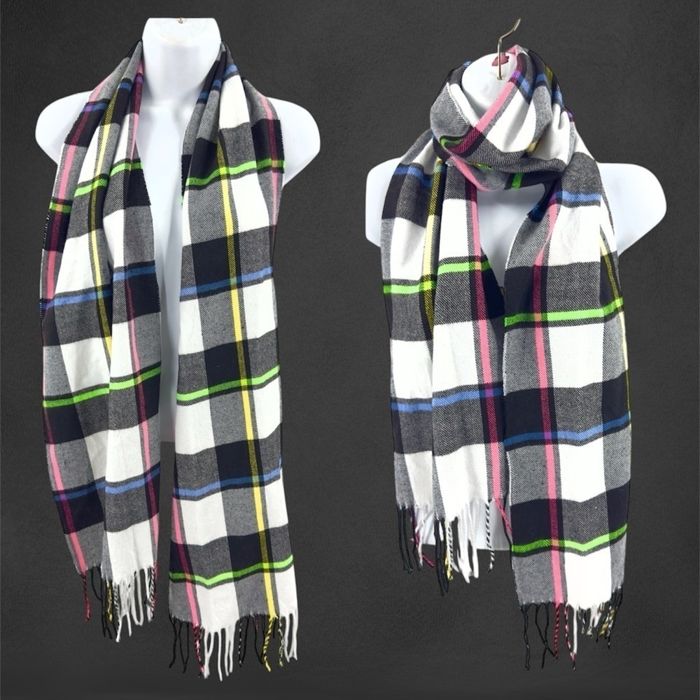 100% Cashmere Scarf Made In Scotland Plaid Soft Cozy Luxury Winter Ski Outdoor